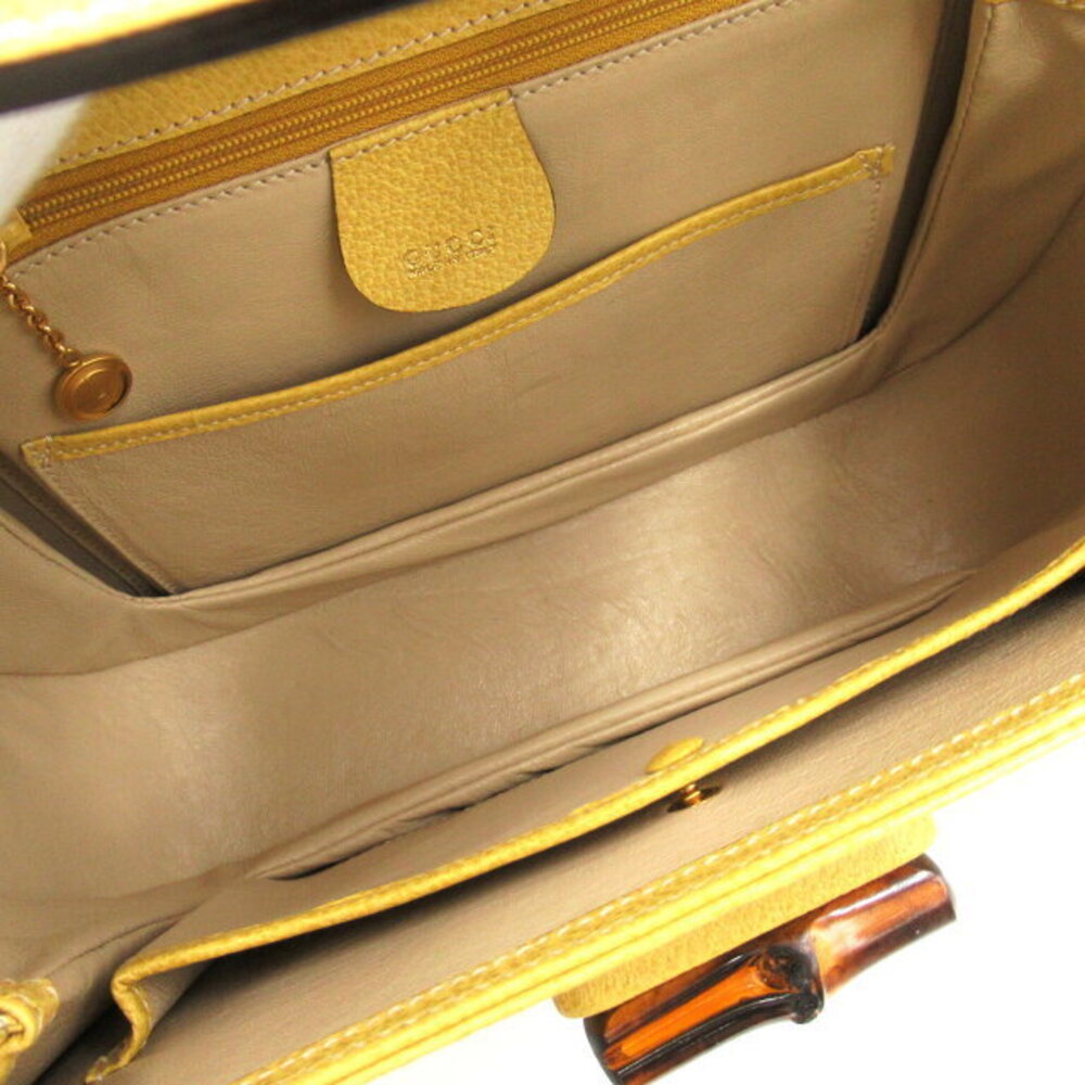 Gucci Bamboo Shoulder Bag Leather Yellow - Picture 6 of 10
